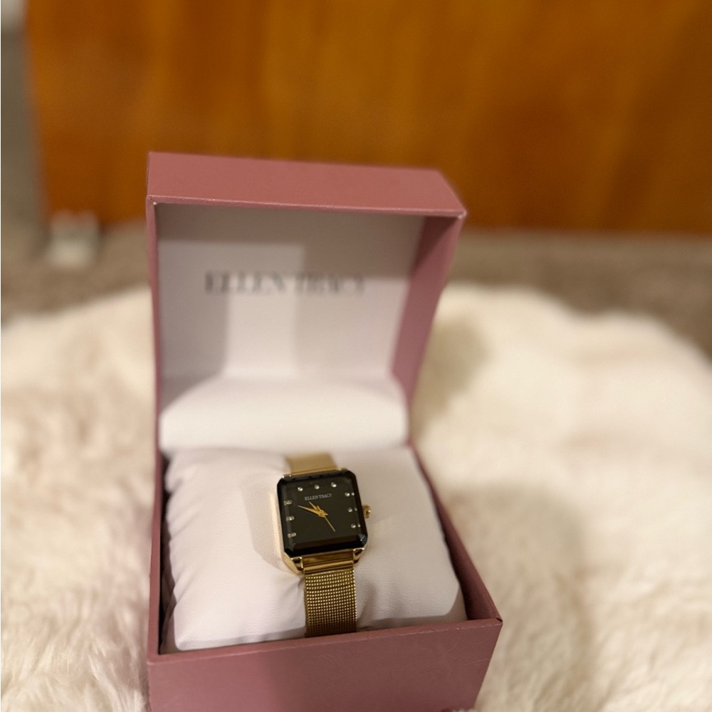 Ellen Tracy Gold Watch with Black Dial